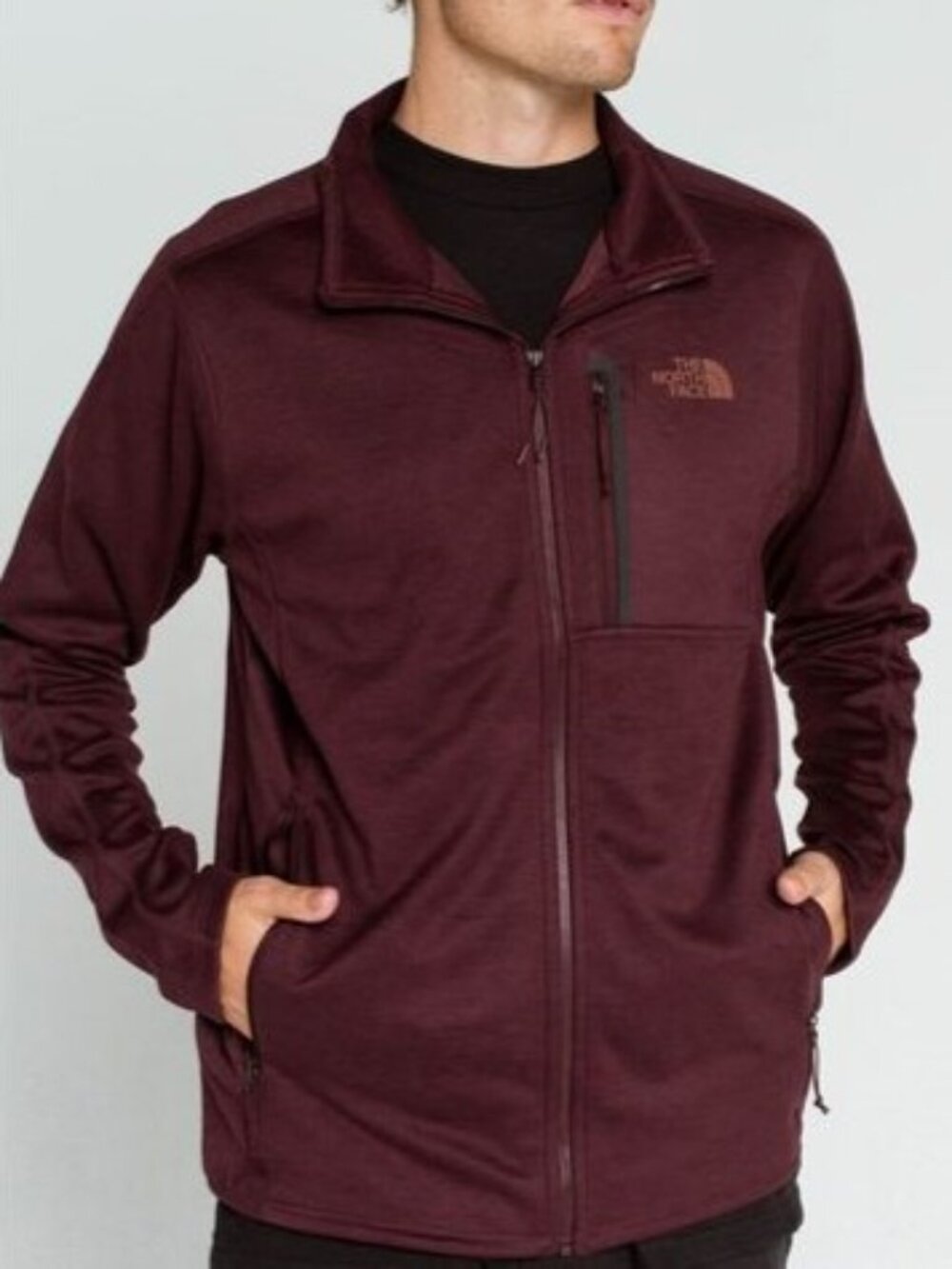 The North Face Men's Canyonlands Full-Zip Fleece Jacket Burgundy Long Sleeve L